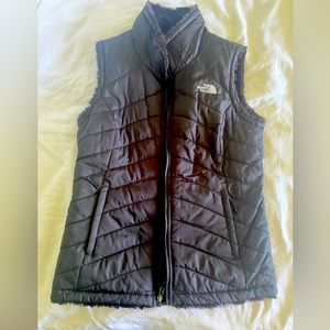 North Face Reversible Women’s Vest Black Full Zip Fleece Size Small Black